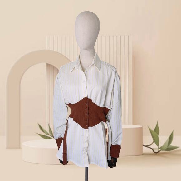 Women's French 2 in 1 Waistband Belt Shirt Dress (M) - Picture 3 of 10